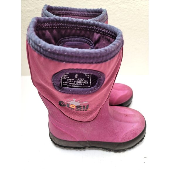 Glosh By Bogs Youth Pink Waterproof Pull On Boots Size 10 - Picture 2 of 10